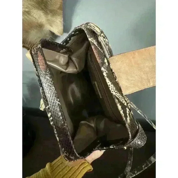 Sharif Vintage Leather Purse Shoulder/Crossbody Western Camel Tan Snakeskin USA‎ - Picture 9 of 14